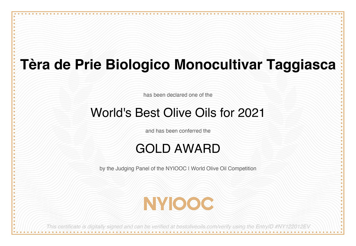 Gold Medal al NYIOOC – New York International Olive Oil Competition